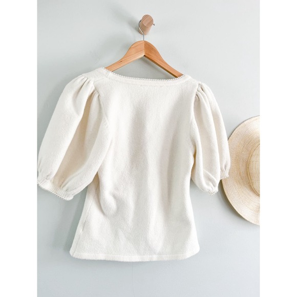 ASTR The Label | Sweet Life Pearl Trimmed Square Neck Sweater | Off White | Sz L - Picture 8 of 8